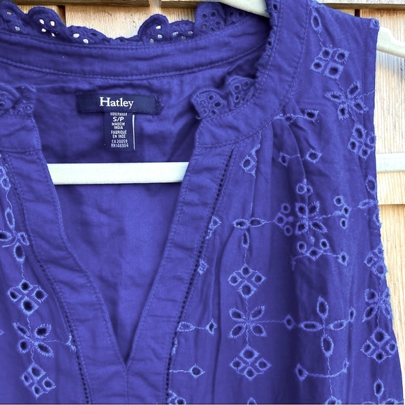 HATLEY Embroidered Royal Blue Cotton Sleeveless Dress - Picture 4 of 9